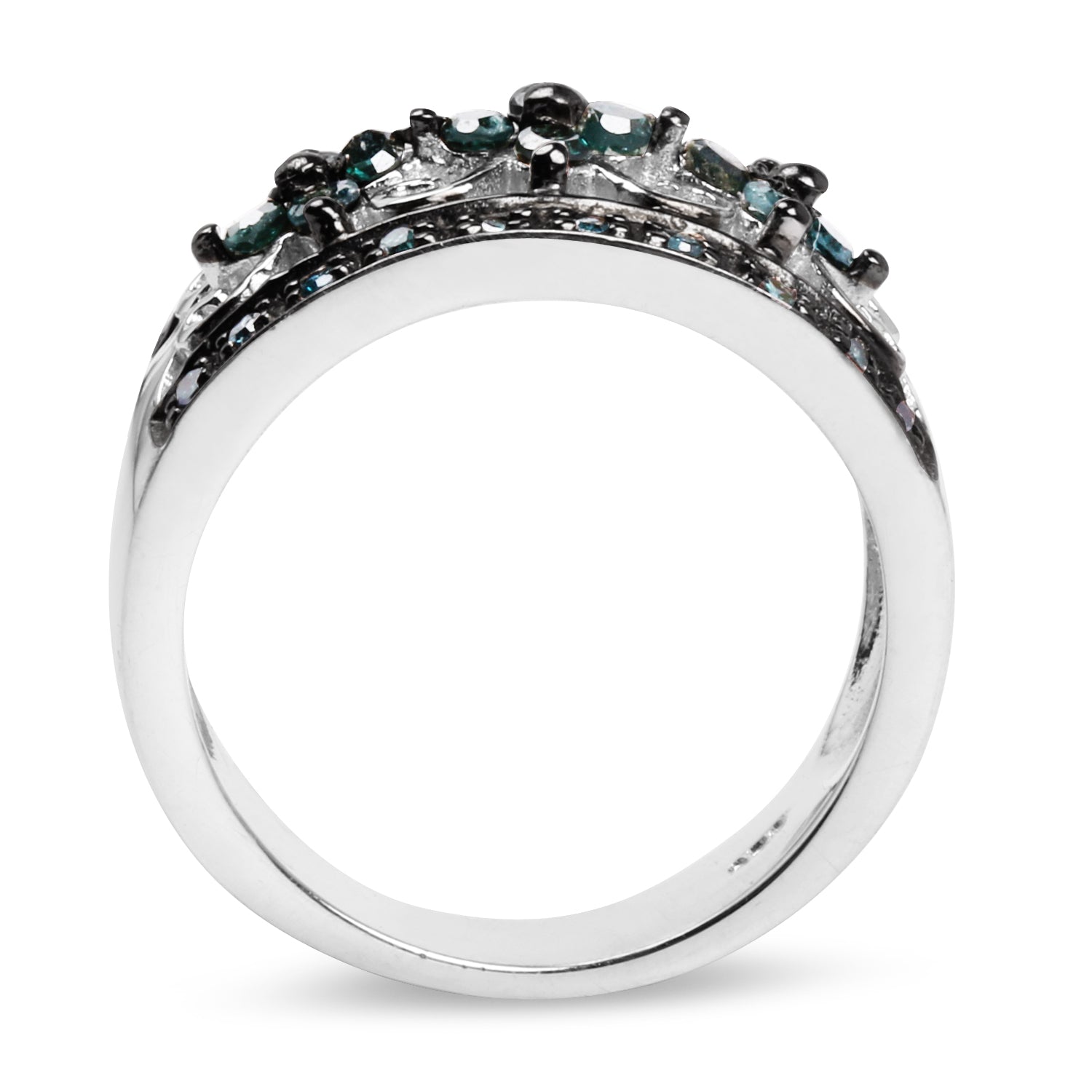 0.54 Carat Genuine Blue Diamond .925 Sterling Silver Ring  DestGlow