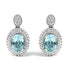 .925 Sterling Silver Diamond Accent and Oval Blue Topaz with Beaded Halo Drop Stud Earrings (I-J color, I1-I2 Clarity) by Bids.com