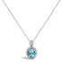 .925 Sterling Silver Oval Blue Topaz and Diamond Accent with Beaded Halo Pendant Necklace - 18" Inches by Bids.com