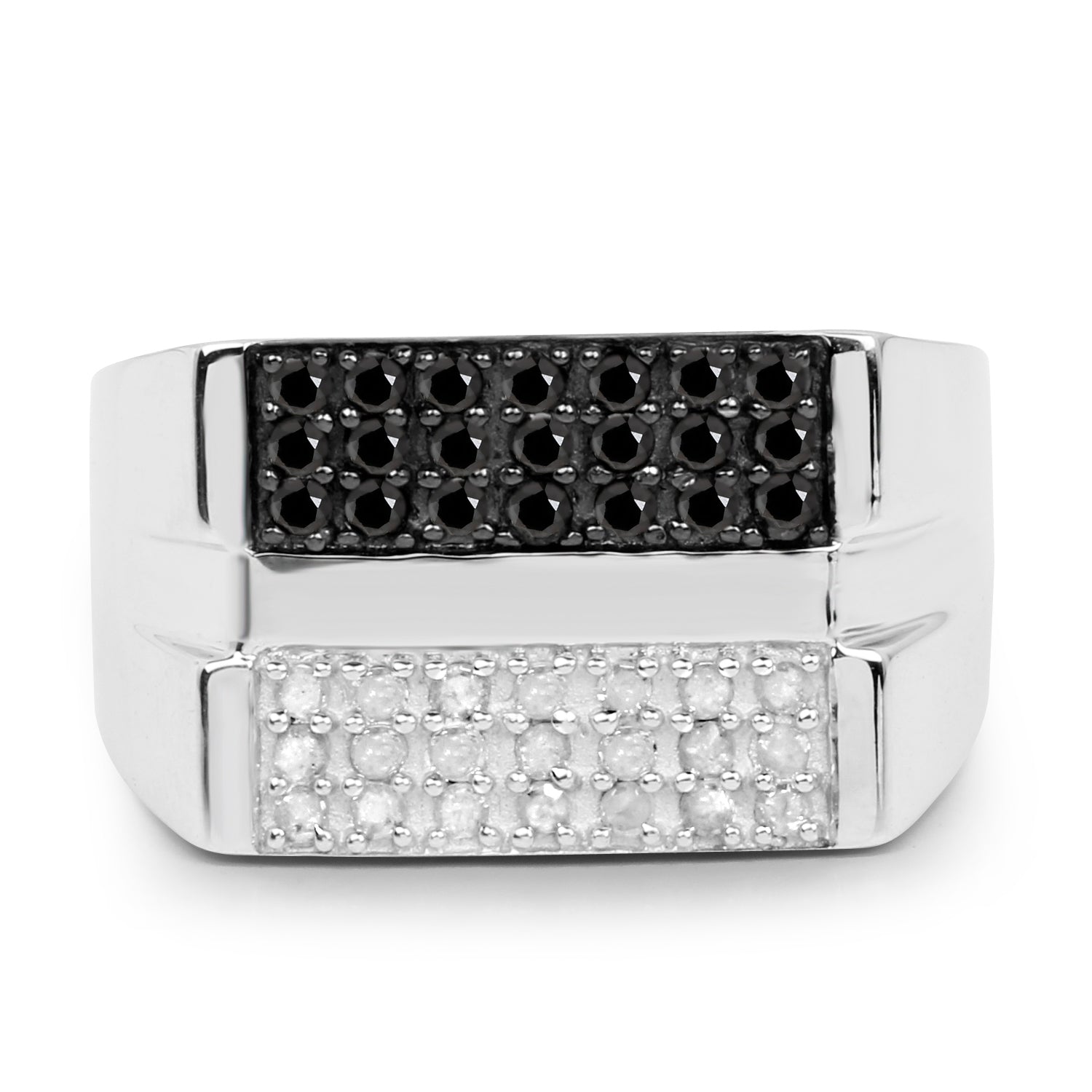 0.64 Carat Genuine Black Diamond and White Diamond .925 Sterling Silver Ring by Bids.com