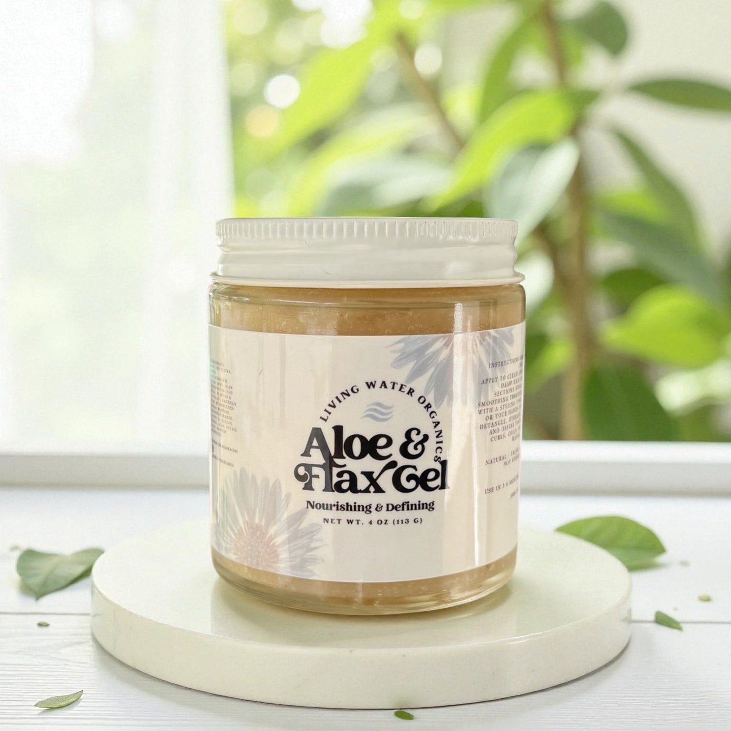 Aloe Vera &amp; Flaxseed Gel, Nourishing (Medium Hold) by Living Water Organics