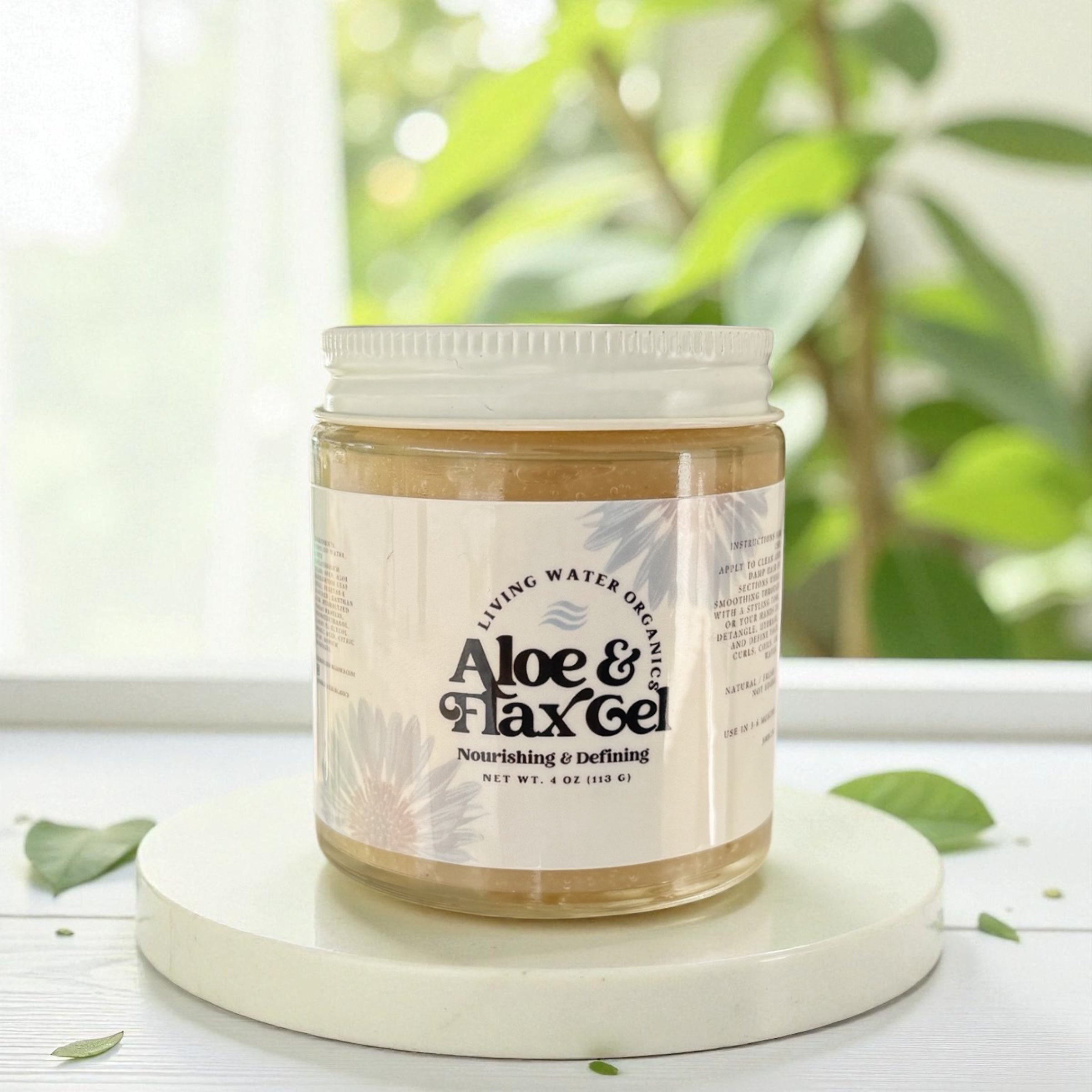 Aloe Vera &amp; Flaxseed Gel, Nourishing (Medium Hold) by Living Water Organics