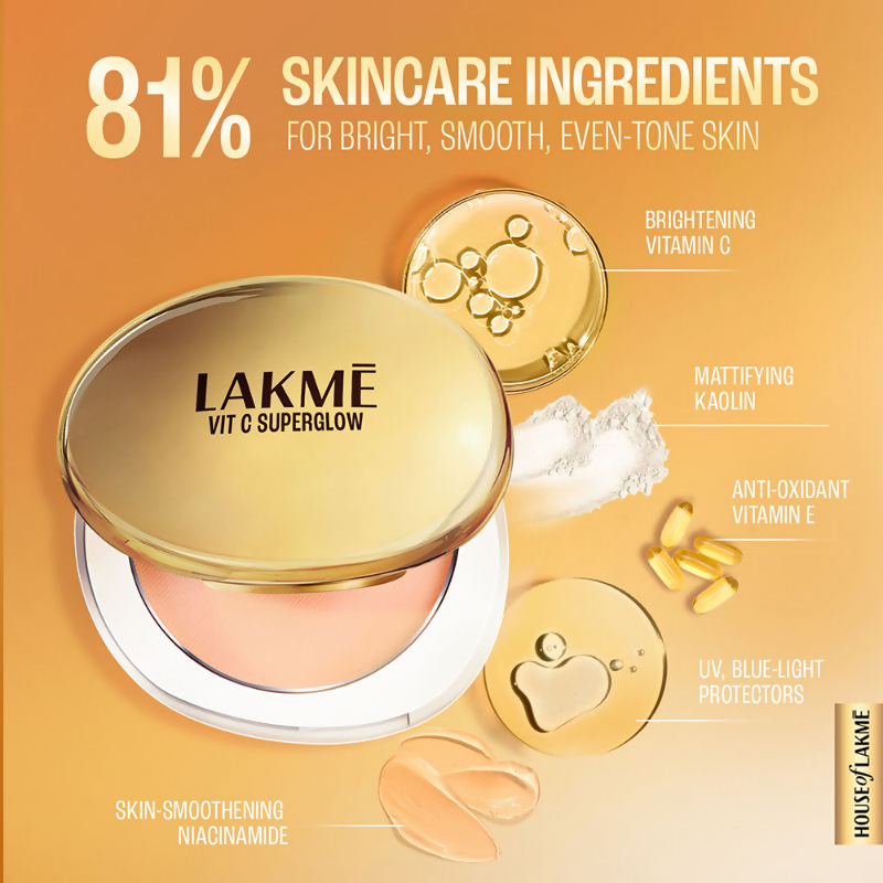 Lakme Vitamin C Superglow Skin Perfecting Compact with 1 % Vit C - Beige