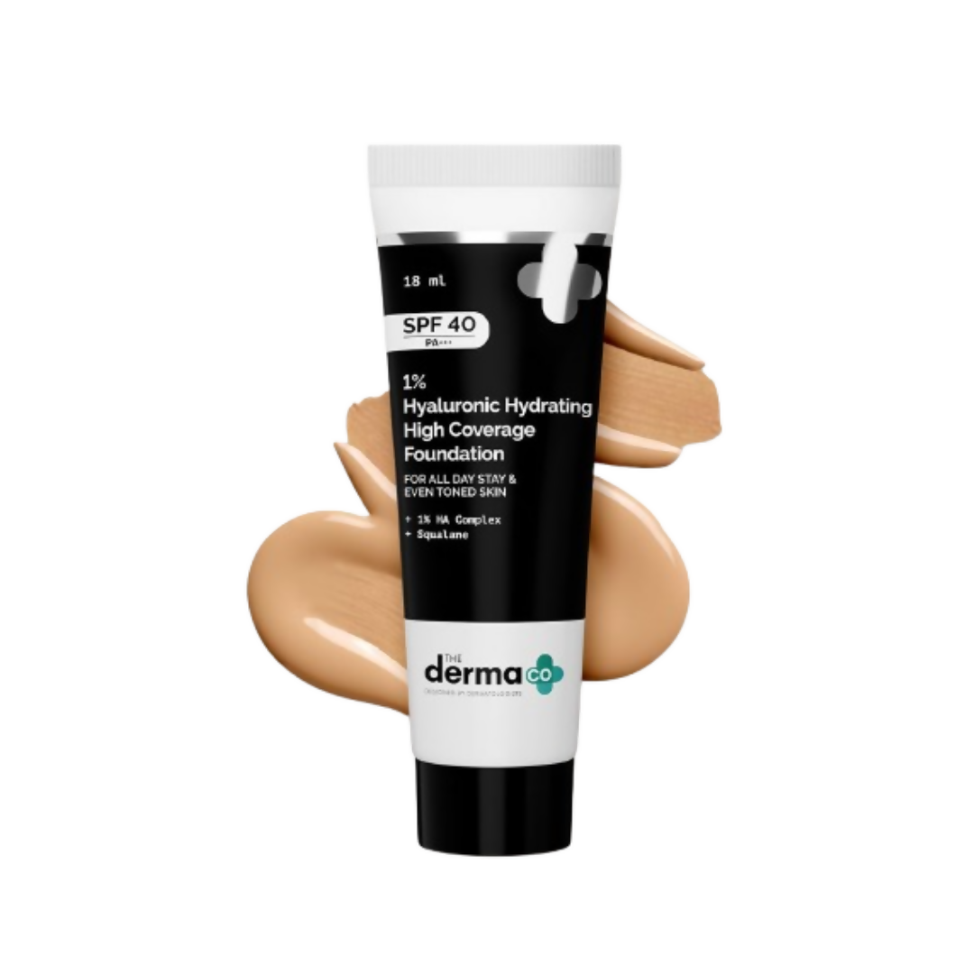 The Derma Co 1% Hyaluronic Hydrating High Coverage Foundation With SPF 40 PA+++ - 02 Nude - Limited Time Offer