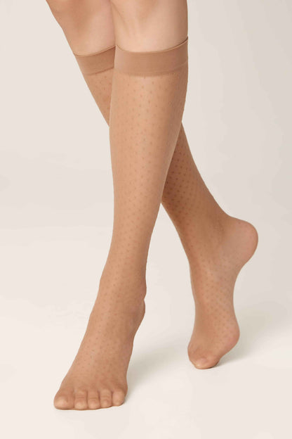 Fantasy Knee Highs Conte Perla - Geometric Dot Pattern