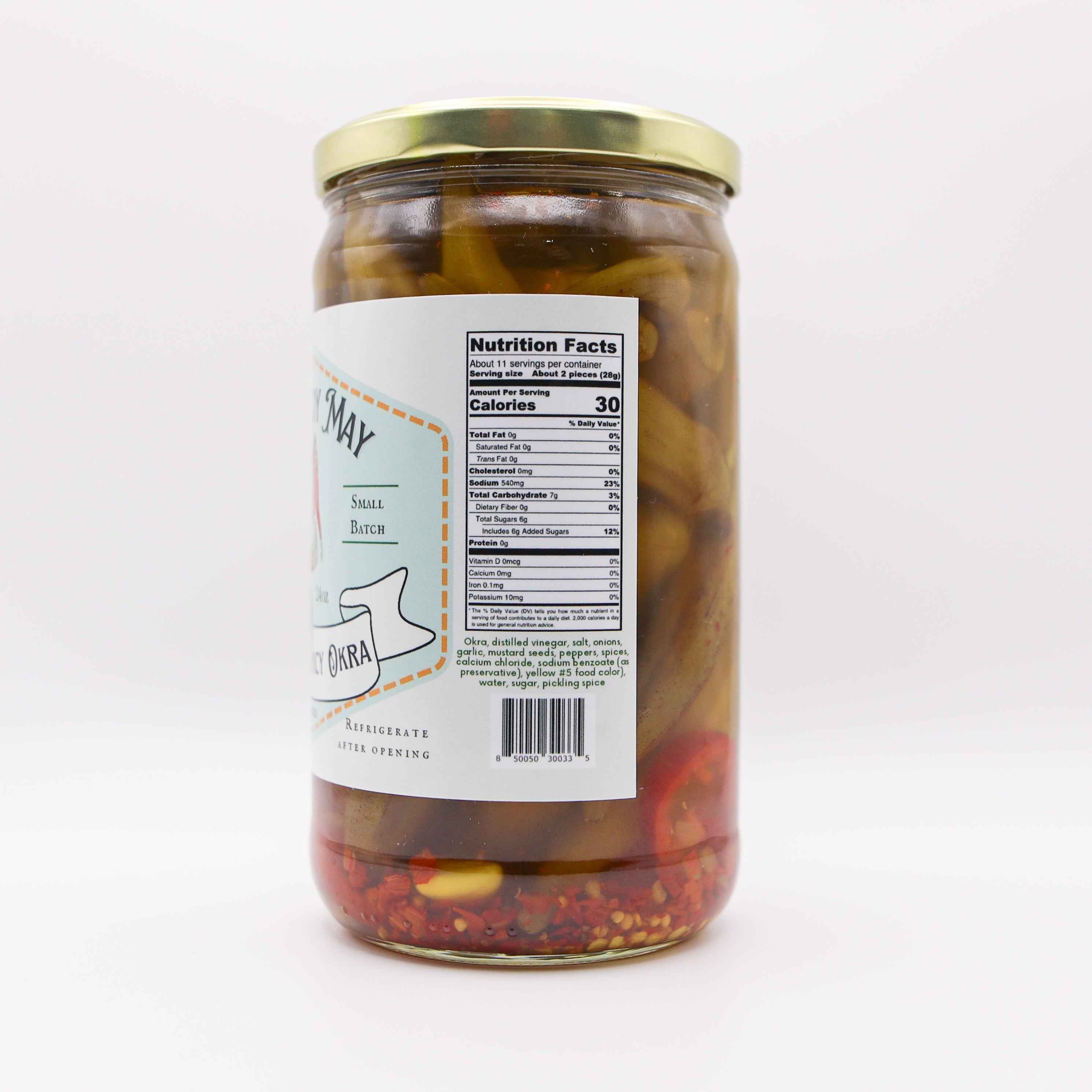Sweet &amp; Spicy Pickled Okra - Southern Style | Small Batch Restaurant Made | Lady May - 24oz