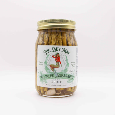 The Lady May Spicy Pickled Asparagus - Small Batch Garlic Jalapeño Asparagus