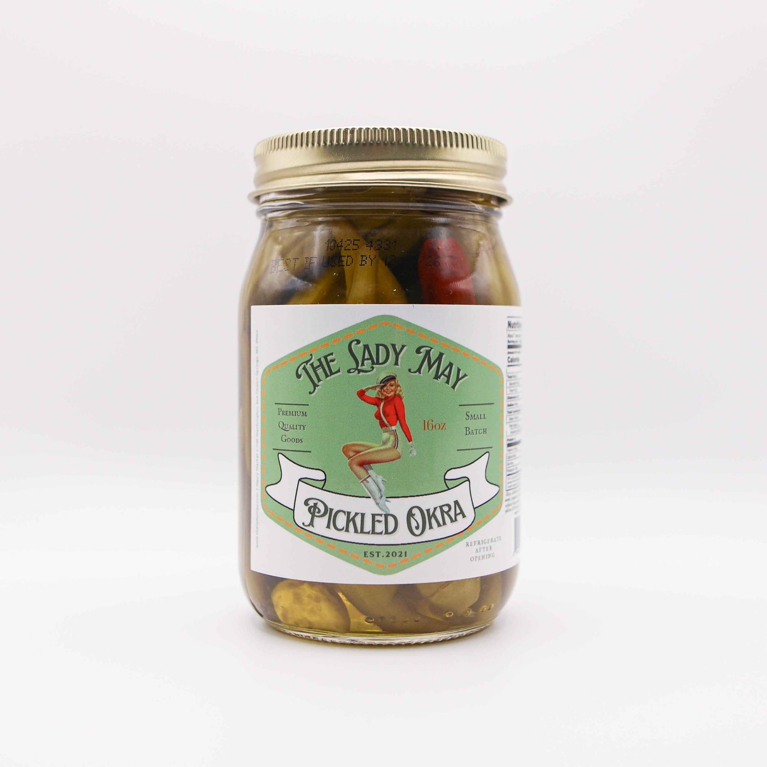 The Lady May Mild Pickled Okra - Small Batch Southern Garlic Dill Okra