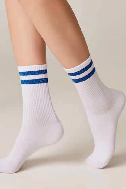 Conte Cotton Long Socks Active 157 - Lurex Stripes - DestGlow