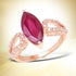 14K Rose Gold Plated 5.11 Carat Glass Filled Ruby and White Topaz .925 Sterling Silver Ring  DestGlow