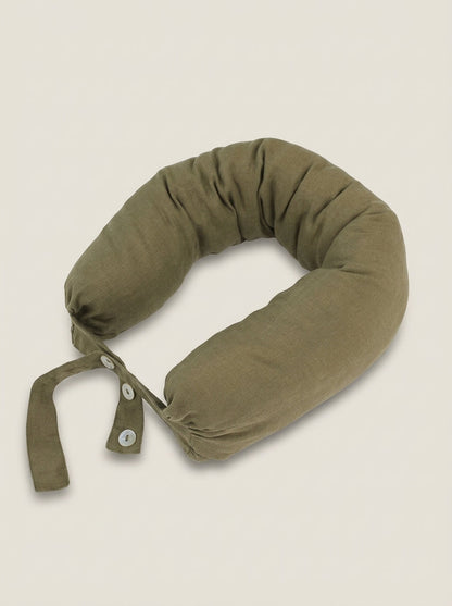 Linen Adjustable Neck Support Travel Pillow by LINTICO
