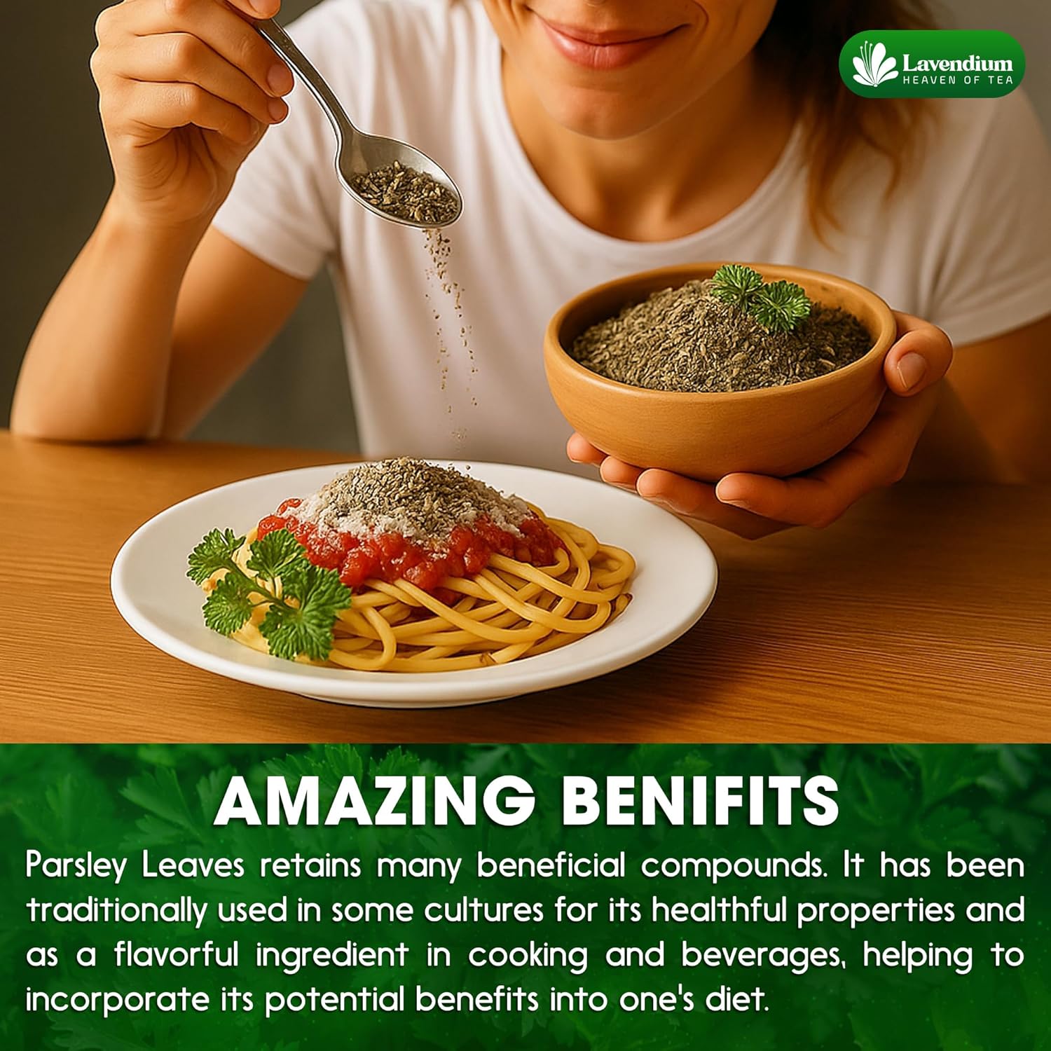 Premium Dried Parsley Leaves – 100% Pure, Non-GMO, Gluten-Free, Vegan – Aromatic Culinary Herb for Cooking, Garnish, and Seasoning by FreshDrinkUS - Natural and Premium Herbal Tea
