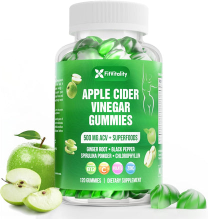 Premium Apple Cider Vinegar (ACV) Gummies, Formulated with Vitamin B12, Zinc, Ginger &amp; Vitamin C by FreshDrinkUS - Natural and Premium Herbal Tea