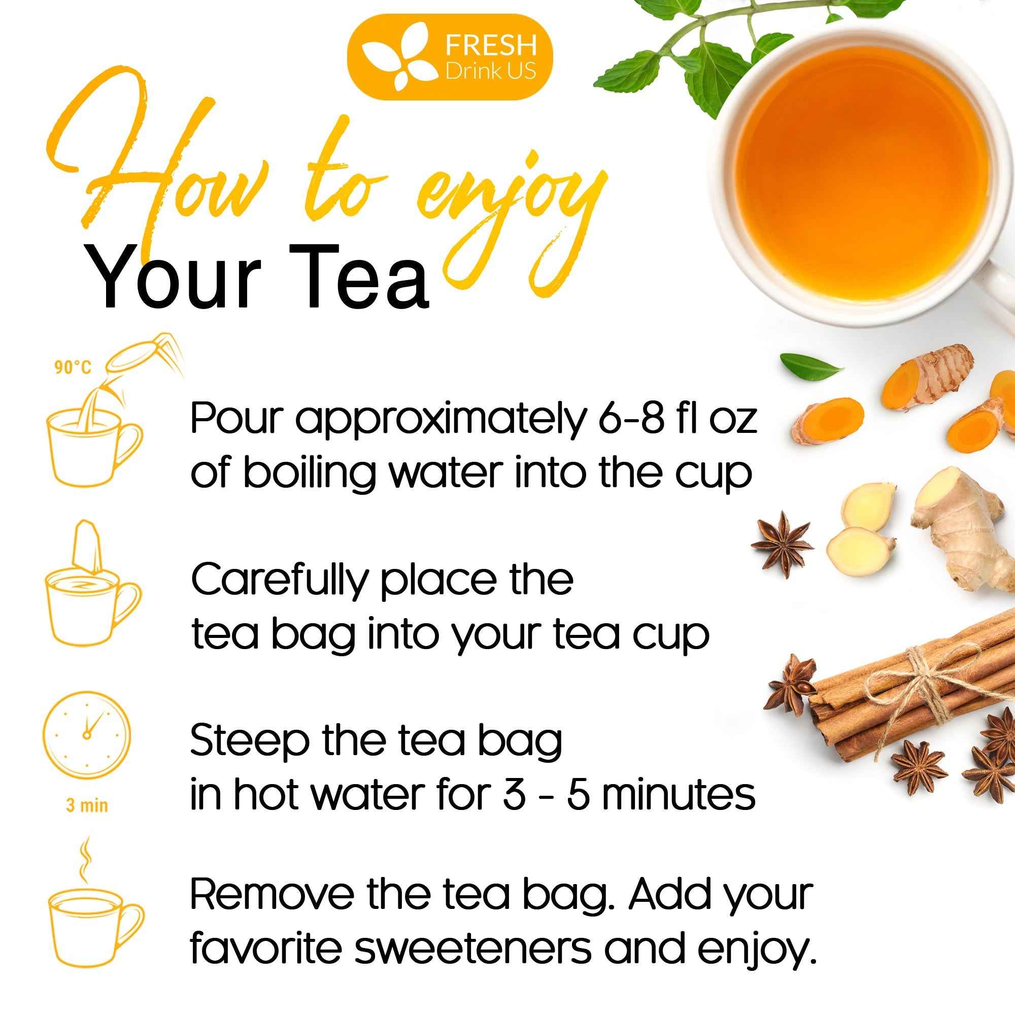 Anti-Inflammaheb Loose Leaf Tea, 100% Natural from Ginger, Turmeric, Peppermint, Black Pepper, Cinnamon