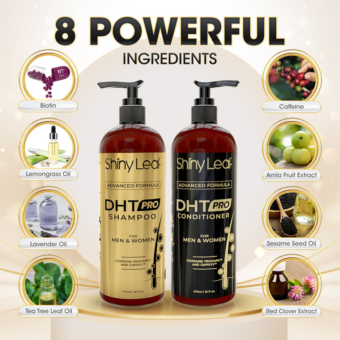 Bariatric Multivitamin Iron Free With DHT Pro Shampoo and Conditioner Hair Care Bundle by Shiny Leaf