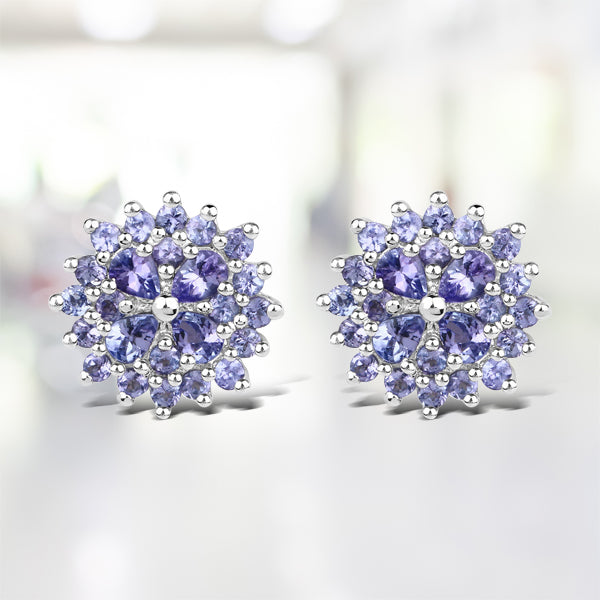 2.52 Carat Genuine Tanzanite .925 Sterling Silver Earrings  DestGlow