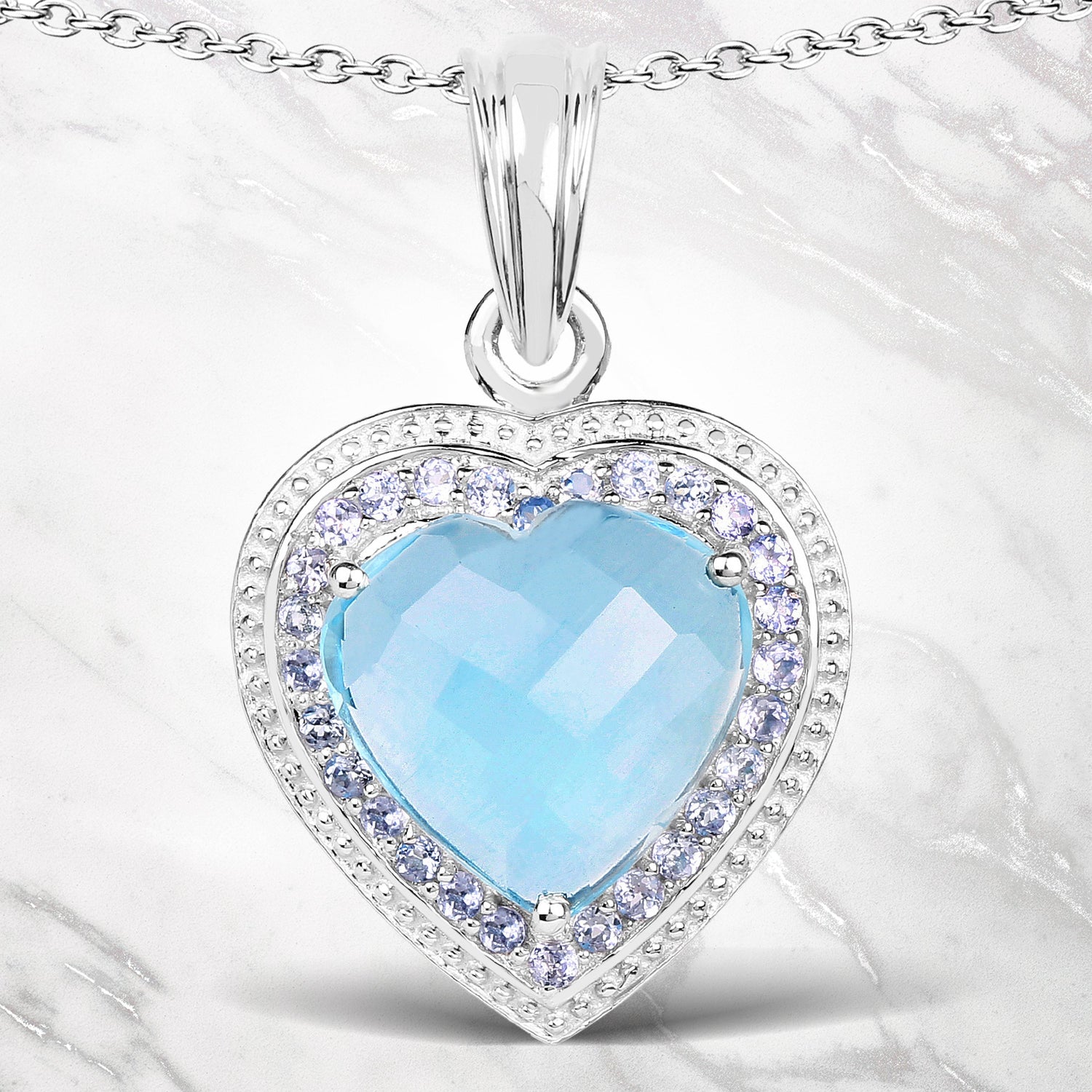 7.36 Carat Genuine Blue Topaz and Tanzanite .925 Sterling Silver Pendant by Bids.com