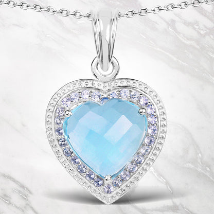 7.36 Carat Genuine Blue Topaz and Tanzanite .925 Sterling Silver Pendant by Bids.com