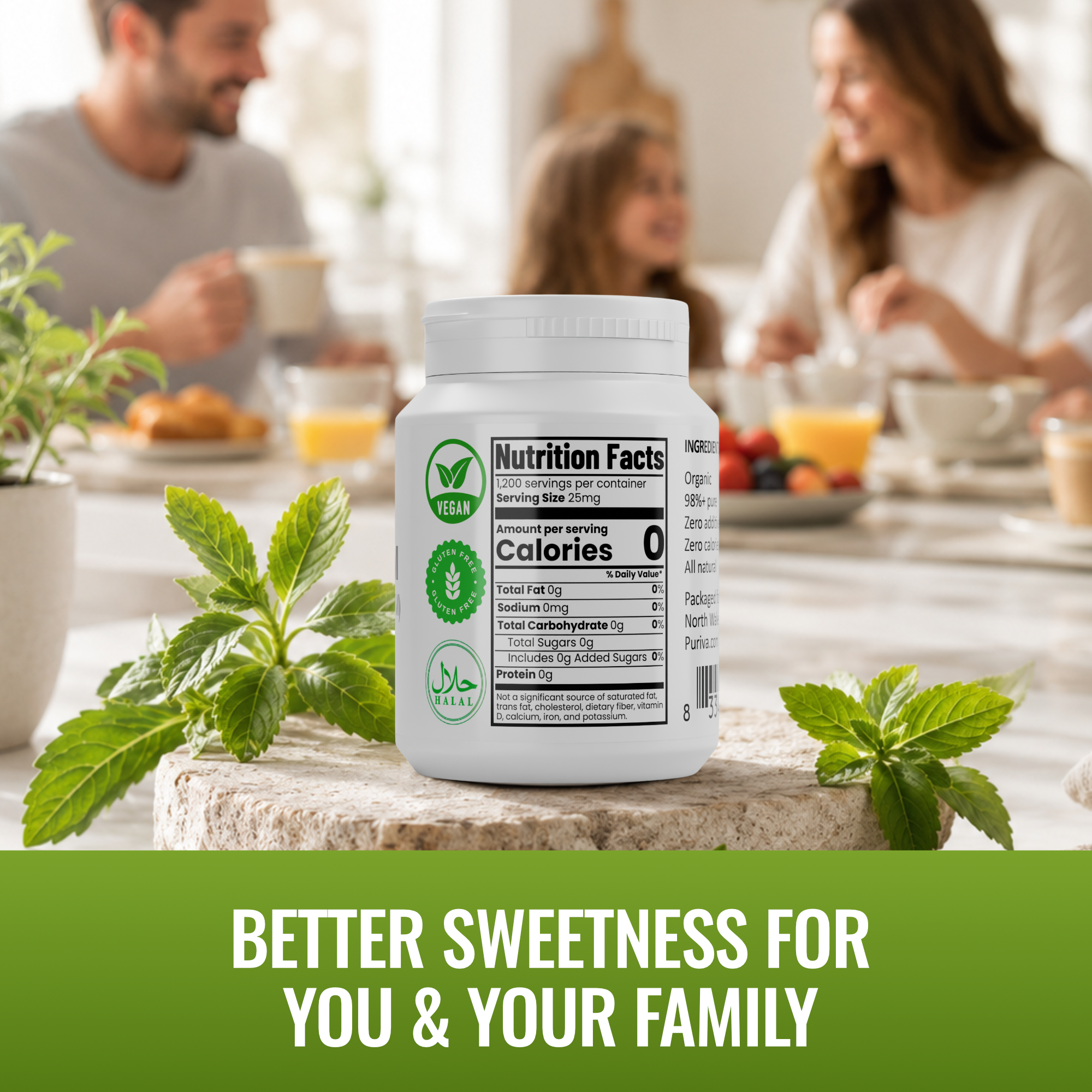 Stevia Reb M powder, (Reb-M | Rebaudioside M), 60 grams | 2,000 servings, Puriva Nutrition - DestGlow