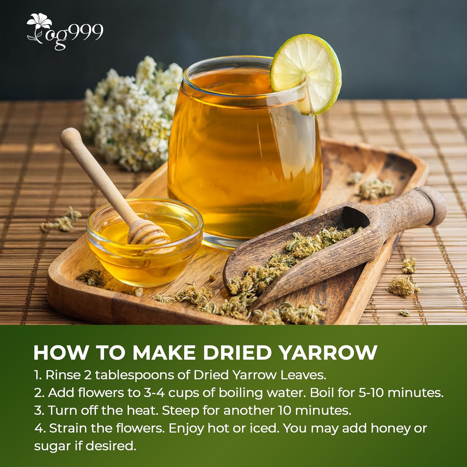 Premium Yarrow Tea Leaves | Naturally Aromatic, Freshly Packed Loose Leaf Yarrow by FreshDrinkUS - Natural and Premium Herbal Tea