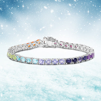 12.04 Carat Genuine Multi Stone .925 Sterling Silver Bracelet by Bids.com