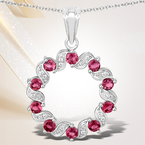 1.30 Carat Genuine Pink Tourmaline and White Topaz .925 Sterling Silver Pendant by Bids.com