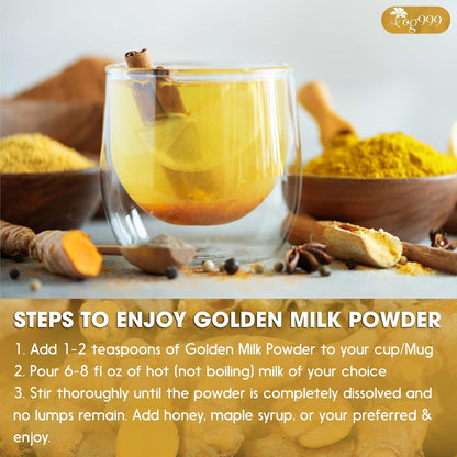Premium Golden Milk Powder - Turmeric, Cinnamon, Ginger &amp; Black Pepper – Natural Spice Blend for Lattes, Smoothies &amp; Baking