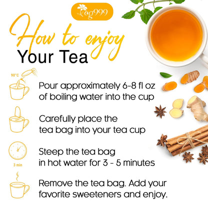 Premium Ginger, Turmeric and Cinnamon, Hand-made Blend of Ginger, Turmeric, Cinnamon, Orange Peel, Black Pepper, Hawthorn Berry and Jasmine. by FreshDrinkUS - Natural and Premium Herbal Tea