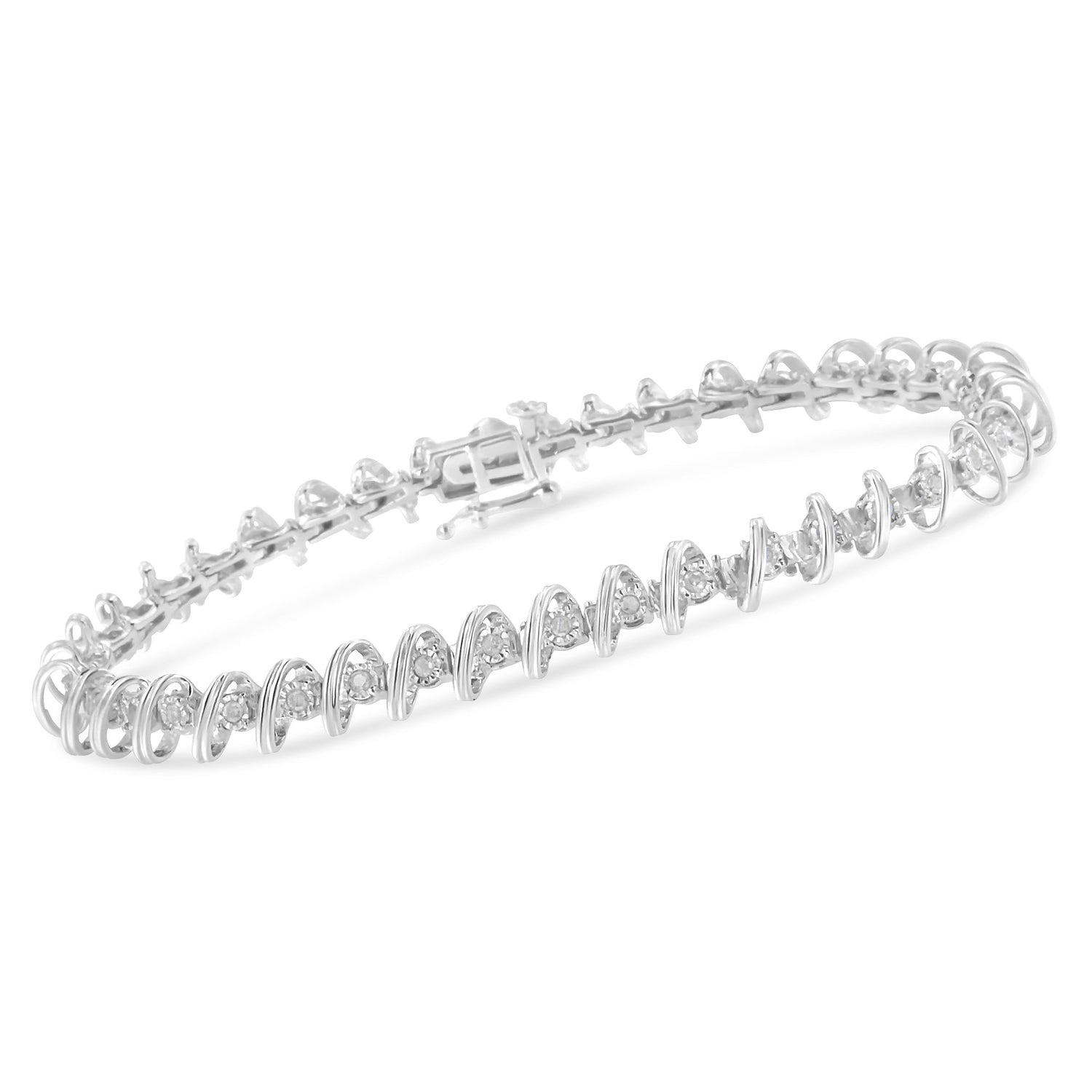 .925 Sterling Silver 1/2 Cttw Diamond Miracle-Set 7" Tennis Bracelet (I-J Color, I3 Clarity) by Bids.com