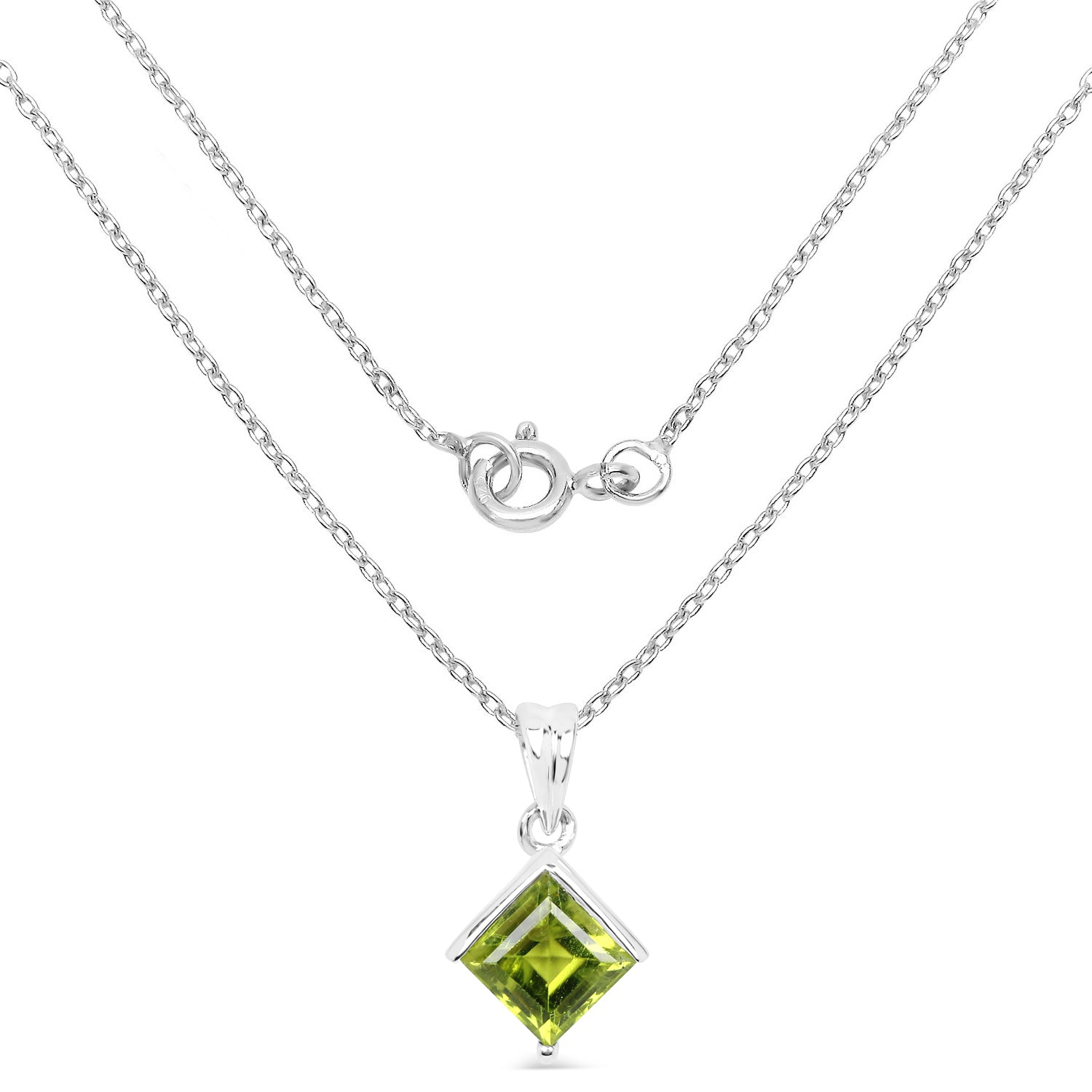 1.56 Carat Genuine Peridot .925 Sterling Silver Pendant  DestGlow
