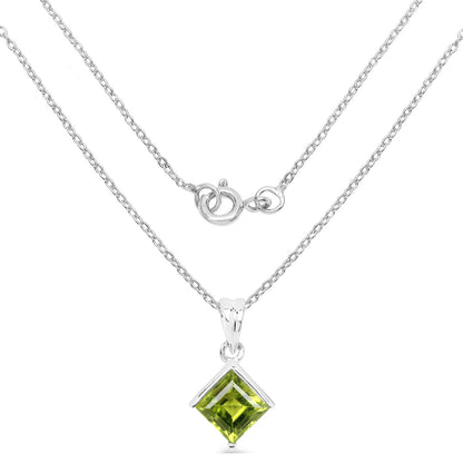1.56 Carat Genuine Peridot .925 Sterling Silver Pendant  DestGlow