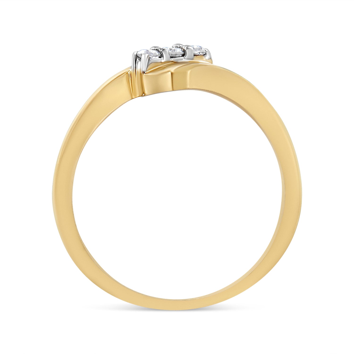 10K Yellow Gold over .925 Sterling Silver 1/10 Cttw Diamond Three-Stone Bypass Fashion Cocktail Ring ( I-J Color, I2-I3 Clarity) - Size 6 by Bids.com