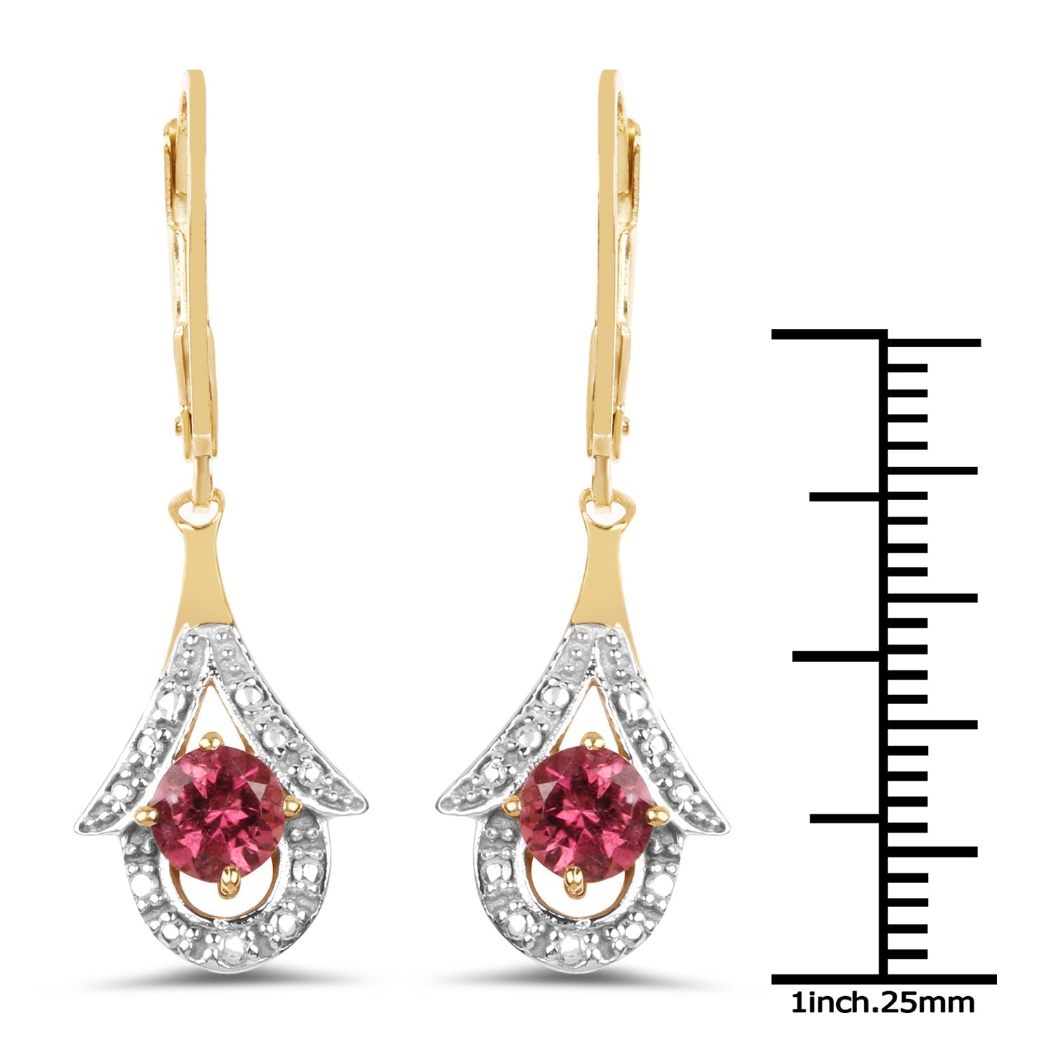 1.20 Carat Genuine Pink Tourmaline .925 Sterling Silver Earrings  DestGlow