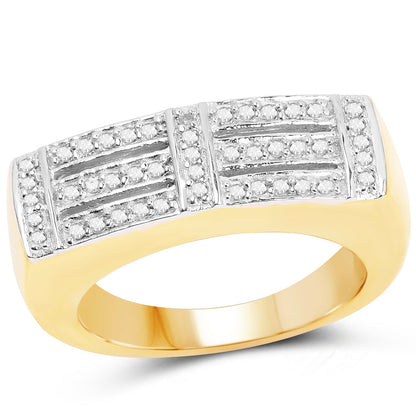 14K Yellow Gold Plated 0.25 Carat Genuine White Diamond .925 Sterling Silver Ring by Bids.com