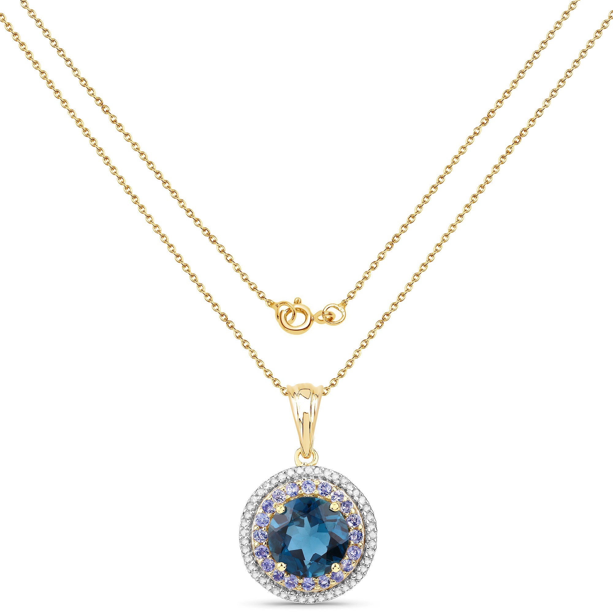 "5.10 Carat Genuine London Blue Topaz, Tanzanite and White Topaz .925 Sterling Silver Pendant by Bids.com