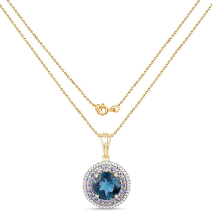 "5.10 Carat Genuine London Blue Topaz, Tanzanite and White Topaz .925 Sterling Silver Pendant by Bids.com