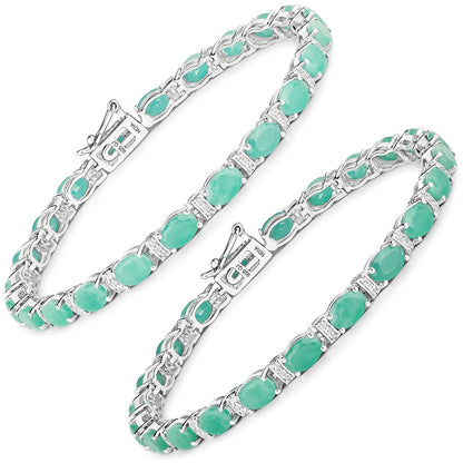 10.47 Carat Genuine Emerald and White Topaz .925 Sterling Silver Bracelet  DestGlow