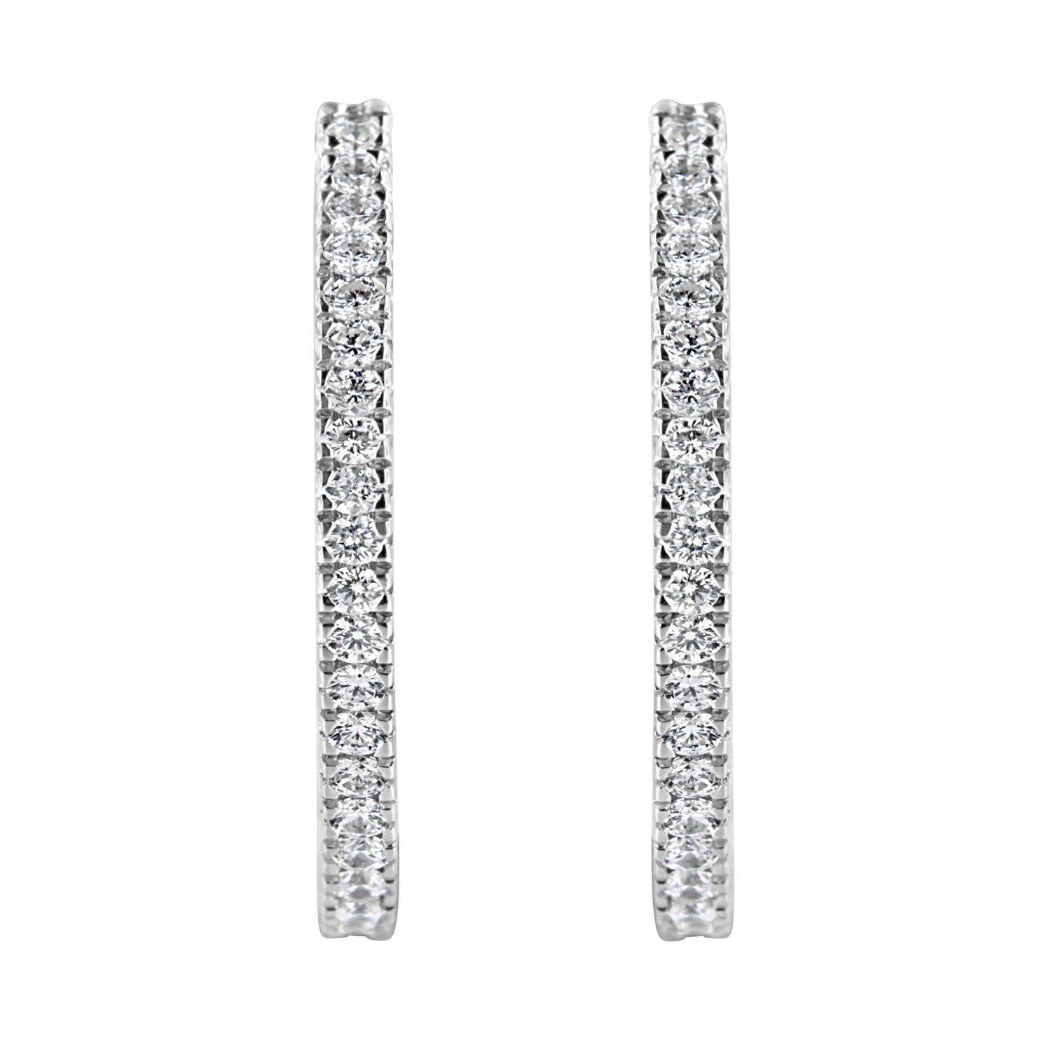 10KT White Gold 1 cttw Diamond Hoop Earrings (I-J Clarity, I2-I3 Color) by Bids.com