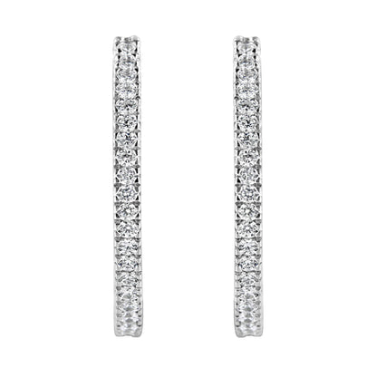 10KT White Gold 1 cttw Diamond Hoop Earrings (I-J Clarity, I2-I3 Color) by Bids.com