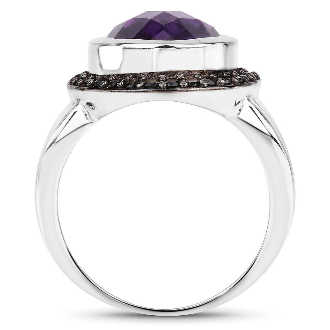 5.35 Carat Genuine Amethyst and Black Spinel .925 Sterling Silver Ring by Bids.com