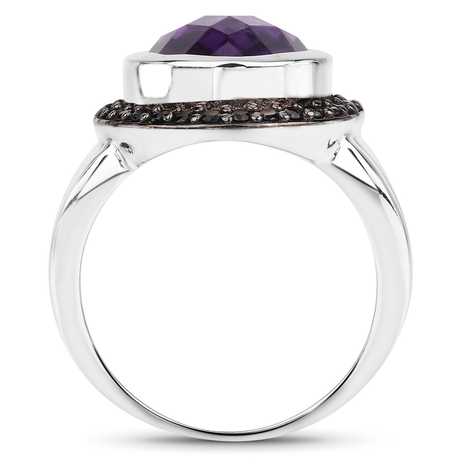 5.35 Carat Genuine Amethyst and Black Spinel .925 Sterling Silver Ring by Bids.com