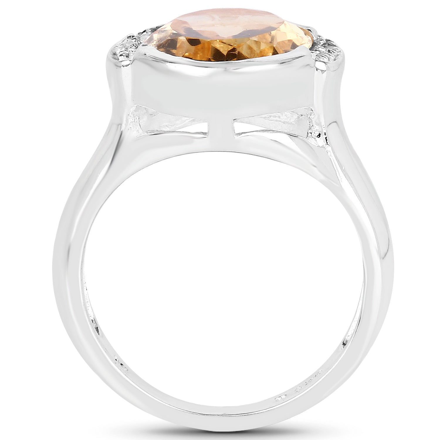 5.05 Carat Genuine Citrine and White Diamond .925 Sterling Silver Ring by Bids.com