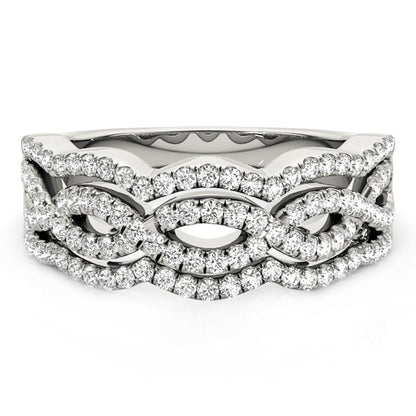 Diamond Studded Ring with Four Curves in 14k White Gold (5/8 cttw) by Bids.com