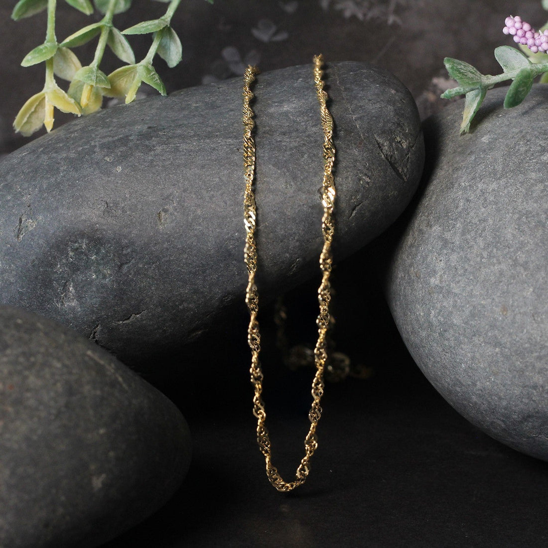 2.1mm 14k Yellow Gold Singapore Chain by Bids.com