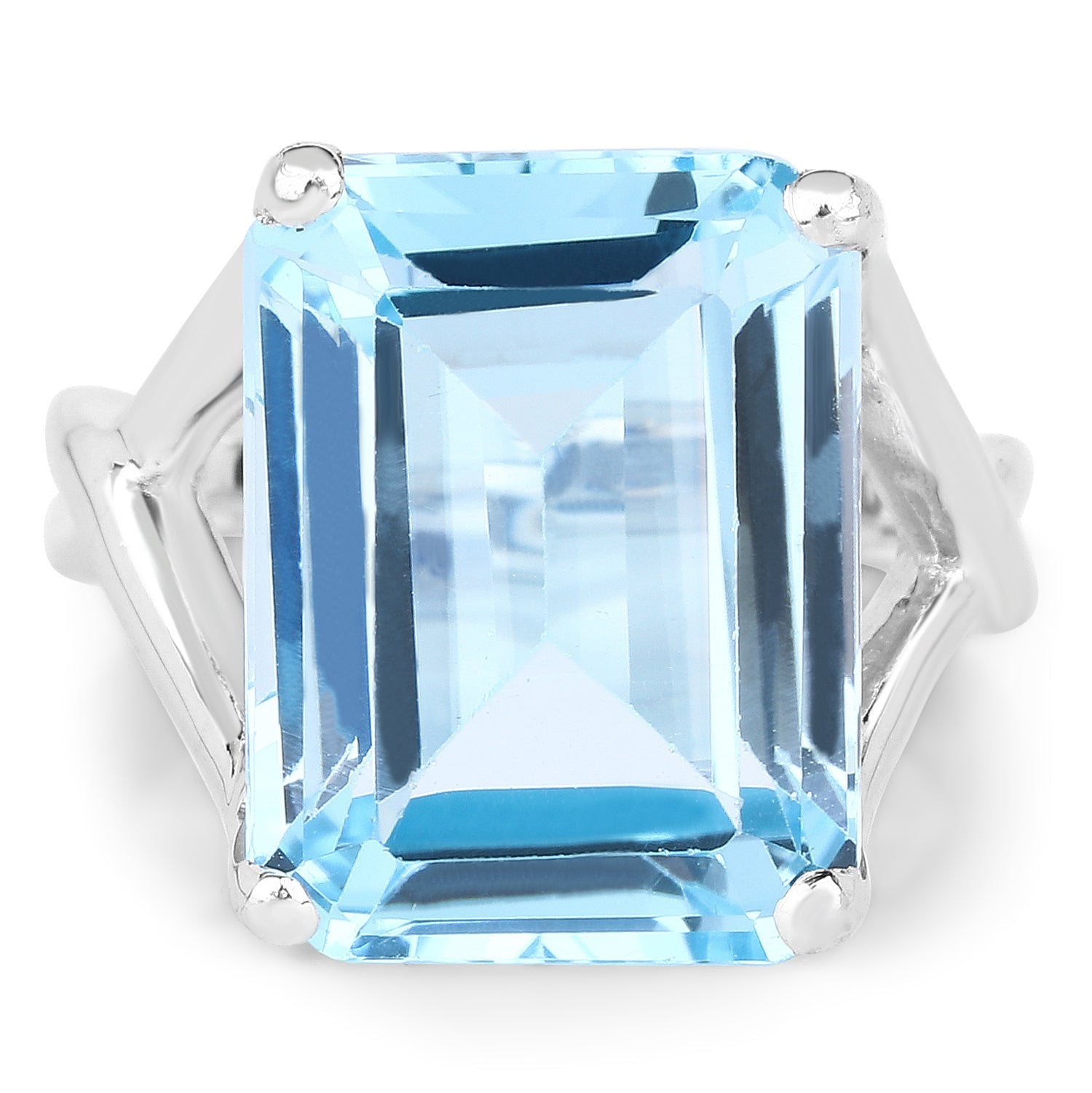 14.20 Carat Genuine Blue Topaz .925 Sterling Silver Ring by Bids.com