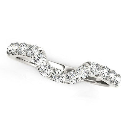 14k White Gold Curved Design Pave Diamond Wedding Ring (1/6 cttw) by Bids.com