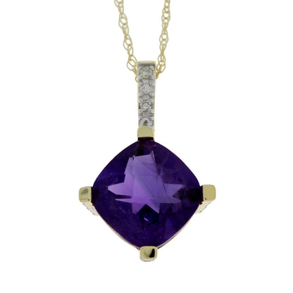 Amethyst Diamond Fashion Pendants 10KT Yellow Gold by Bids.com