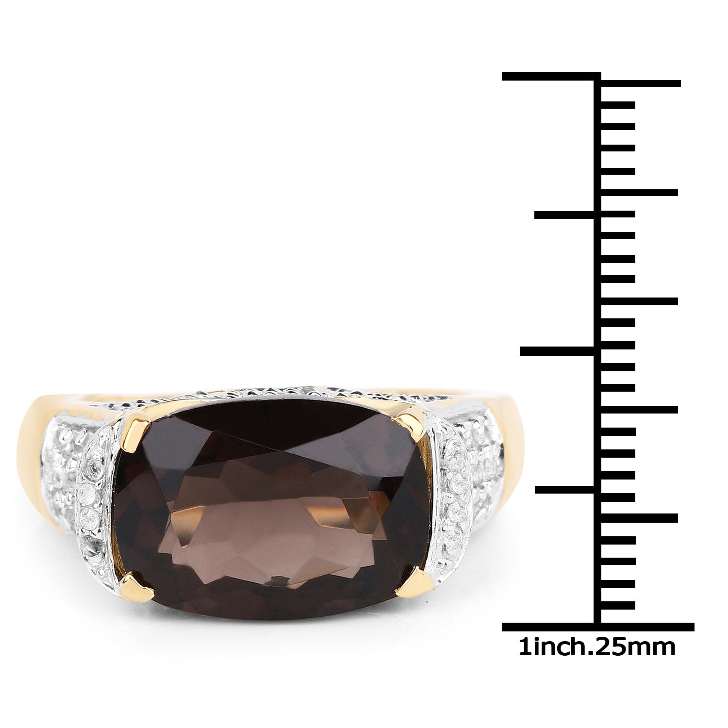 6.65 Carat Genuine Smoky Quartz and White Topaz .925 Sterling Silver Ring by Bids.com