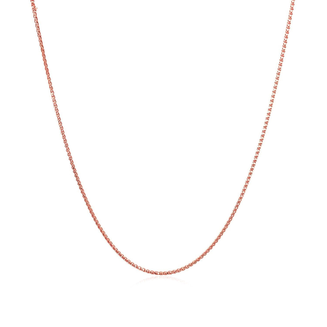 14k Rose Gold Diamond Cut Round Wheat Chain 0.6mm by Bids.com