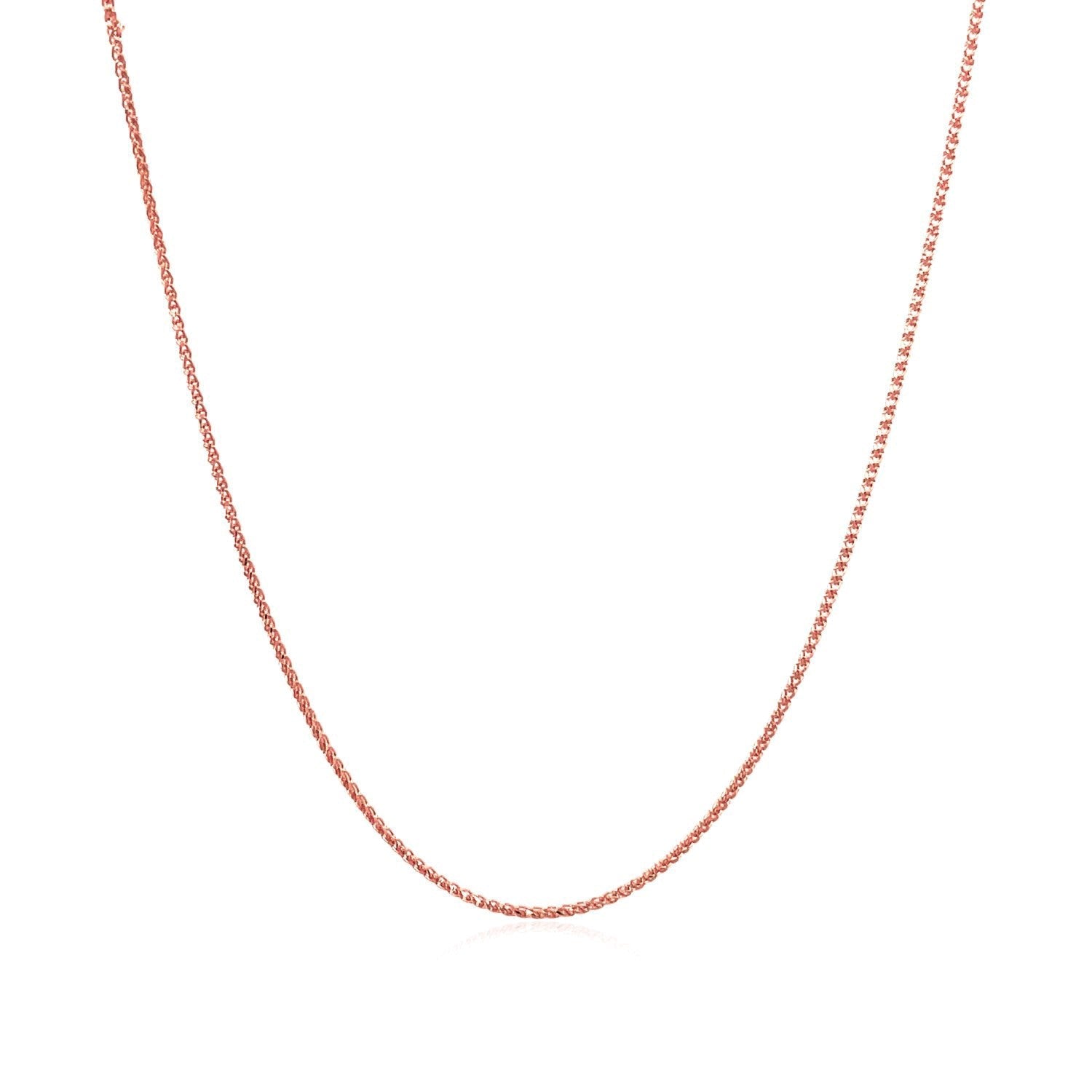 14k Rose Gold Diamond Cut Round Wheat Chain 0.6mm by Bids.com